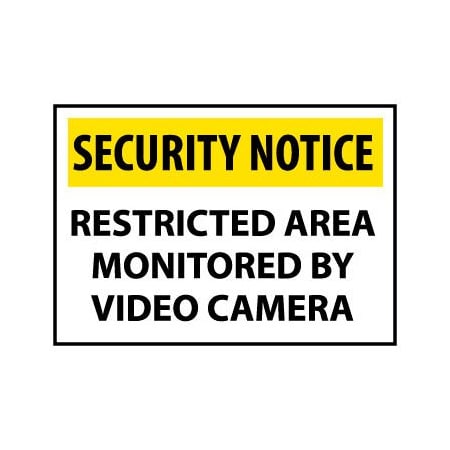 National Marker Co Security Notice Plastic - Restricted Area Monitored By Video Camera SN29RC